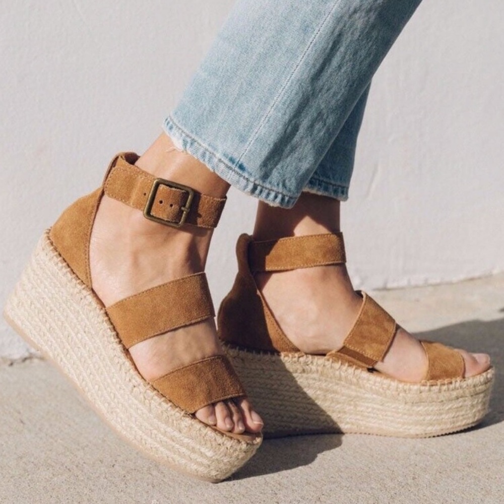 Soludos Palma Suede Strappy Espadrille Wedge Sandals Size 7